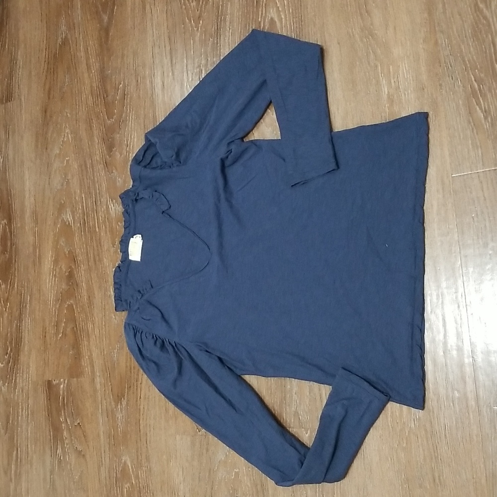 (M) Nation Los Angeles Casual Solid Color Top Ruffle Trim Y2K Retro Minimalist